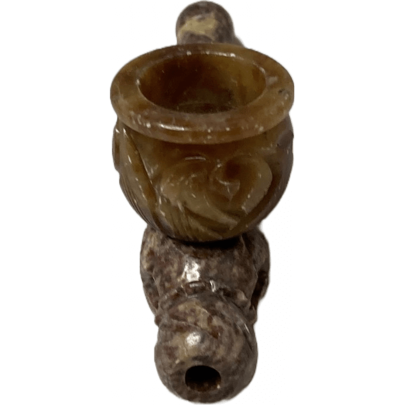 Carved Marble Stone Cinereous Pipe 4.25"