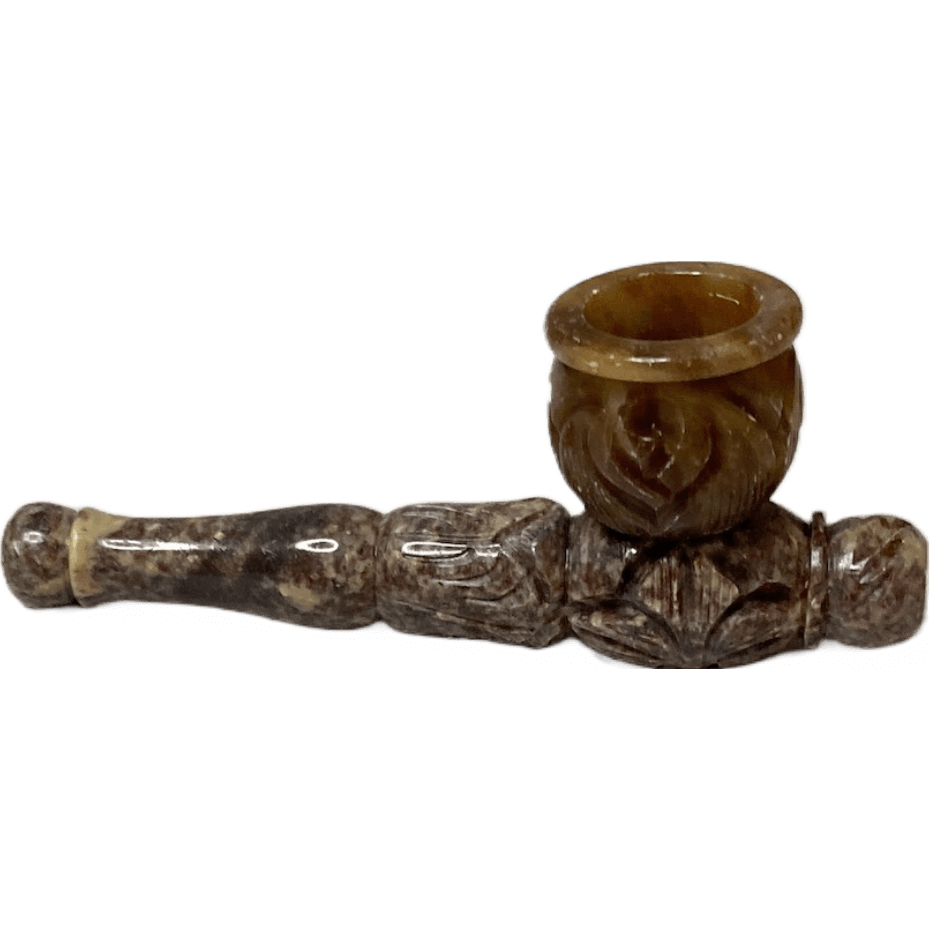 Carved Marble Stone Cinereous Pipe 4.25"